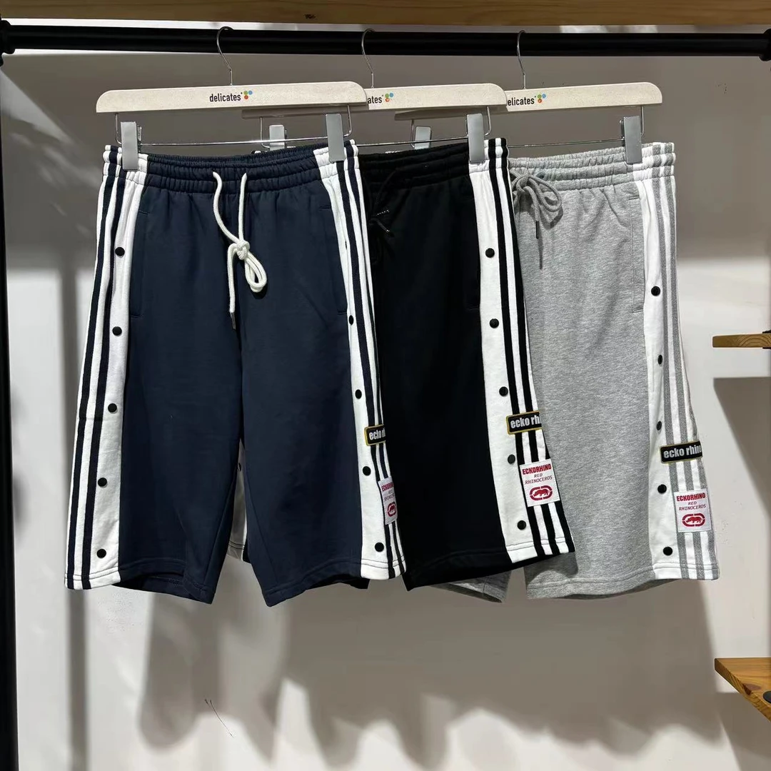 2-11【EC】夏季男款三色拼接排扣休闲短裤  UR014