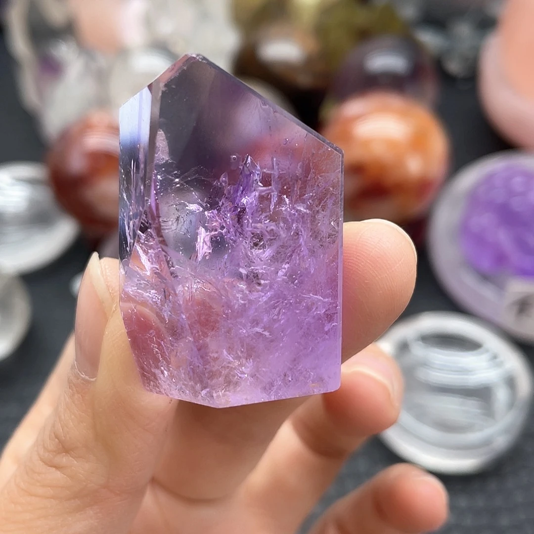 未镶嵌珠宝半成品水晶59玻利维亚紫随行透体