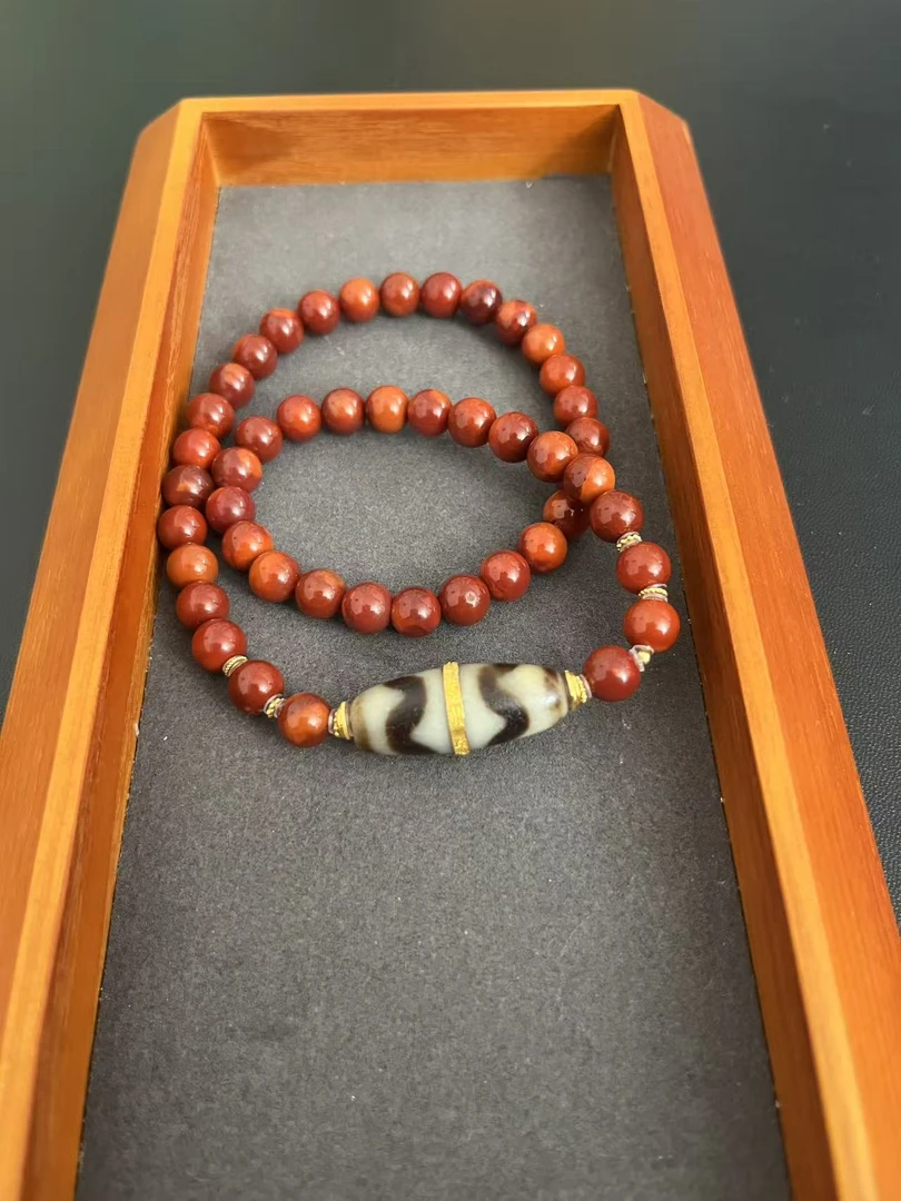 四川天然瓦西料南红圆珠手串