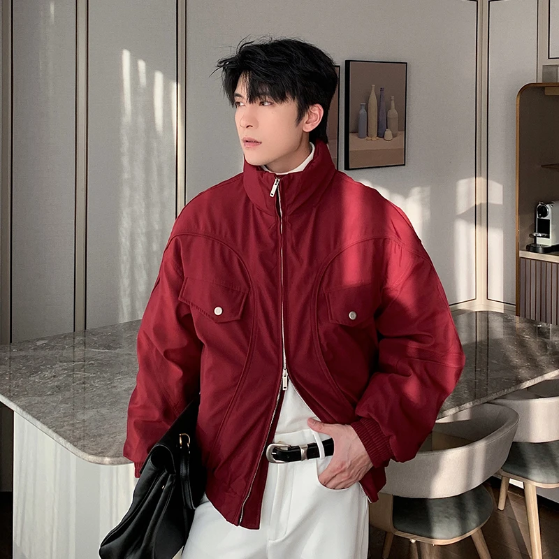 一轩轩轩【年末就要这抹红】冬季新款百搭设计感男羽绒服外套180285