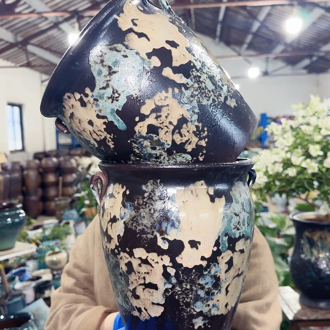 紫砂花盆高21口19