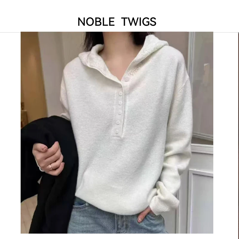 【NTLiu定制款】 镂空钩花连帽毛衣针织衫女冬装新款打底小衫T60003