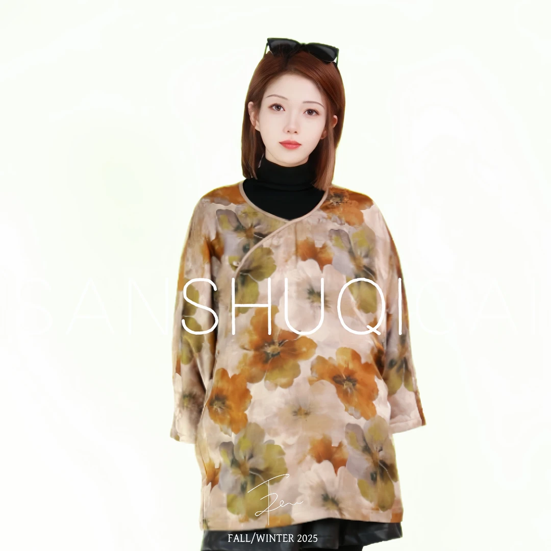 A779【茉莉】秋冬新款棉服时尚复古老钱风大袖宽松新中式保暖上衣