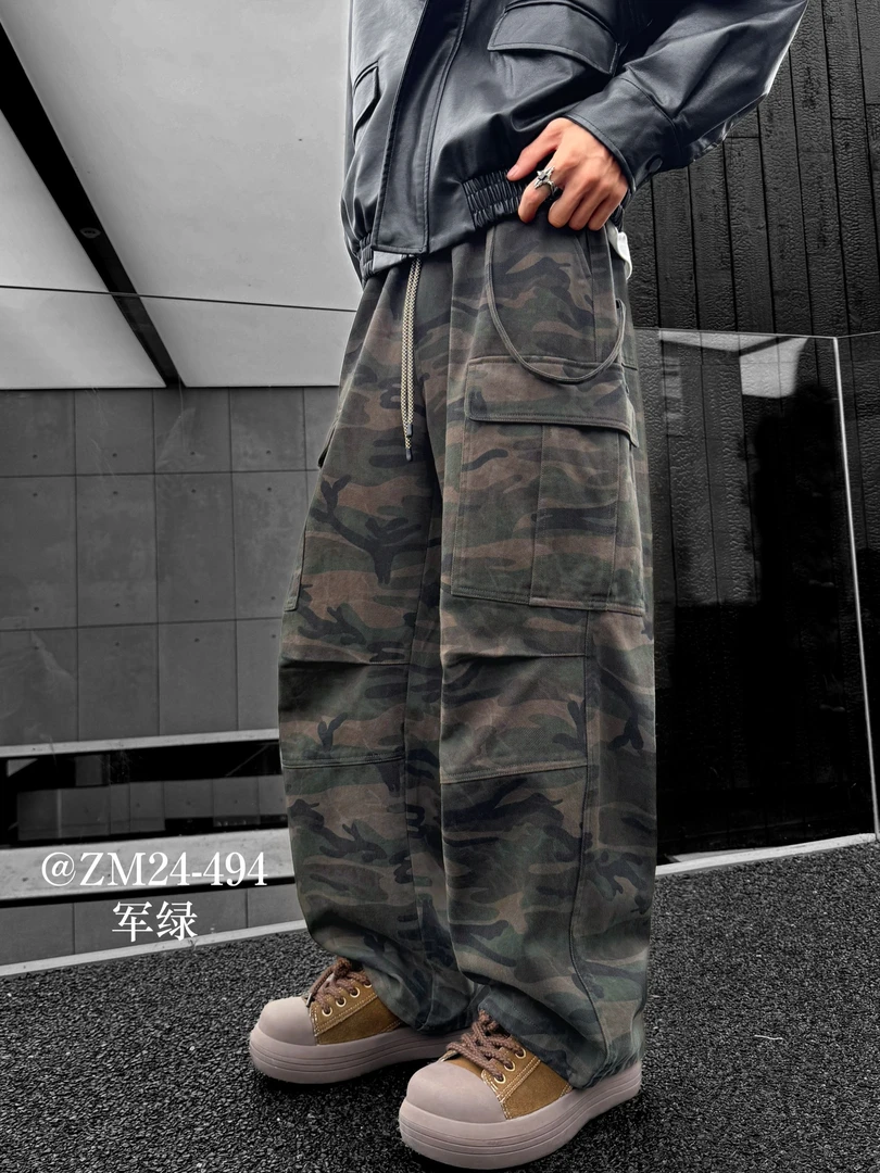 【重磅迷彩工装！】休闲简约时尚百搭男女同款直筒迷彩工装494