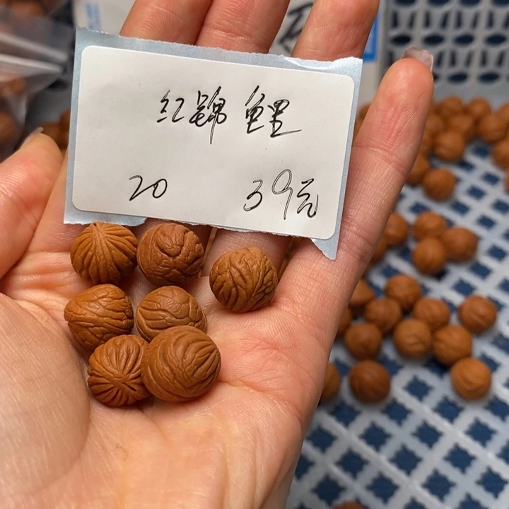 桃核手串游**水12尺寸左右野生红锦鲤打好底带绳打孔20颗