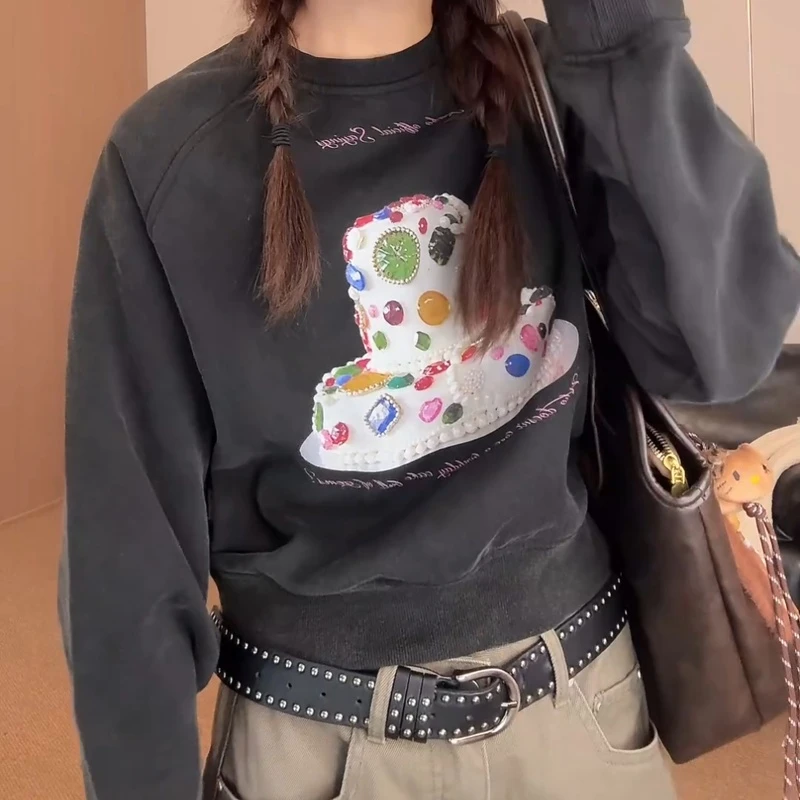 【蛋糕卫衣】秋冬新款加厚韩版印花宽松休闲套头卫衣LK2507253