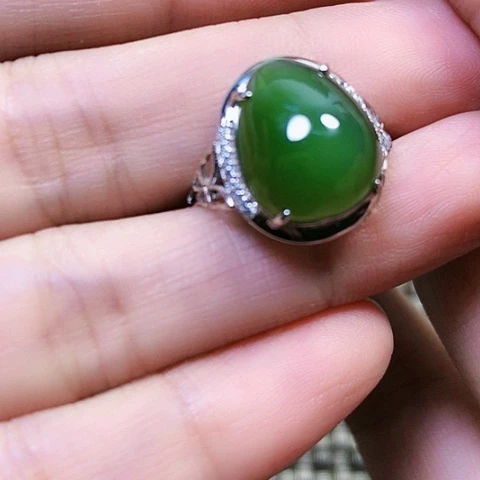 和田玉银S925镶嵌戒指