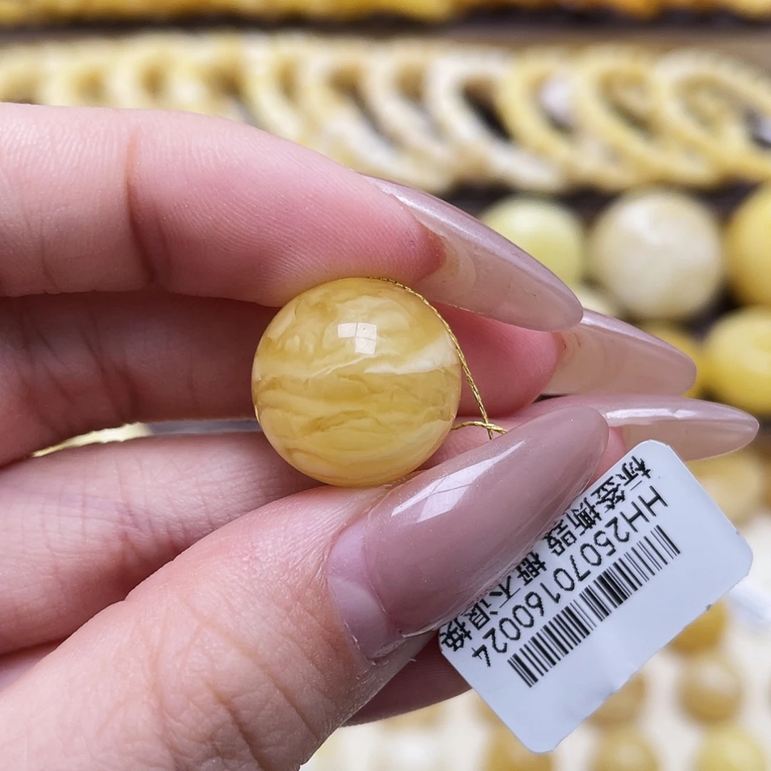 琥珀未镶嵌裸石16.3mm圆珠瑕