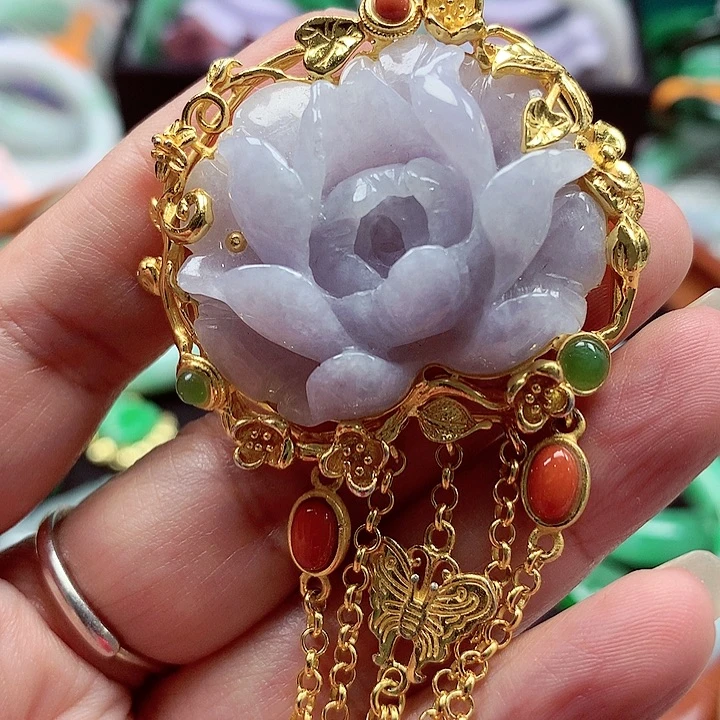 翡翠银S925镶嵌颈饰翡翠