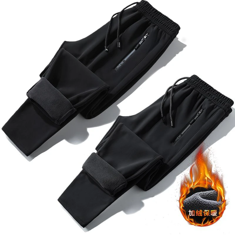 防水拉链加绒裤子男士直筒冬季保暖加厚冲锋裤防风裤防寒裤男女