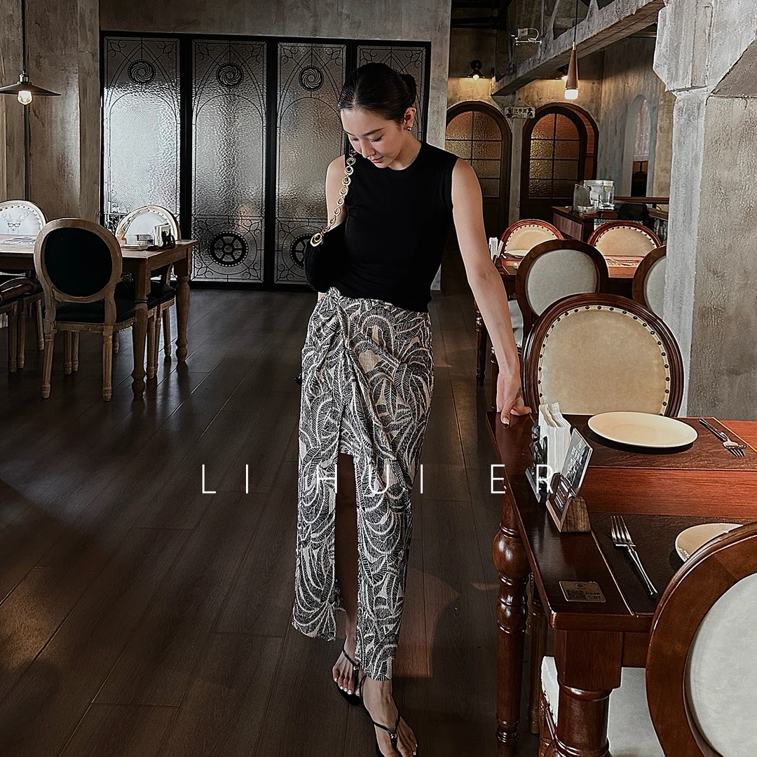 LiHuiEr李慧儿【仲夏海港】夏季气质轻奢时尚百搭款半身裙YC-526