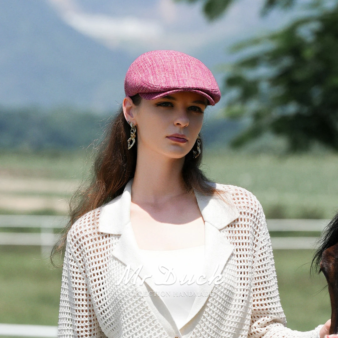 Mr DUCK暗香原生态奢华感蚕丝鸭舌帽女显脸小 手工坊丝绸前进帽秋