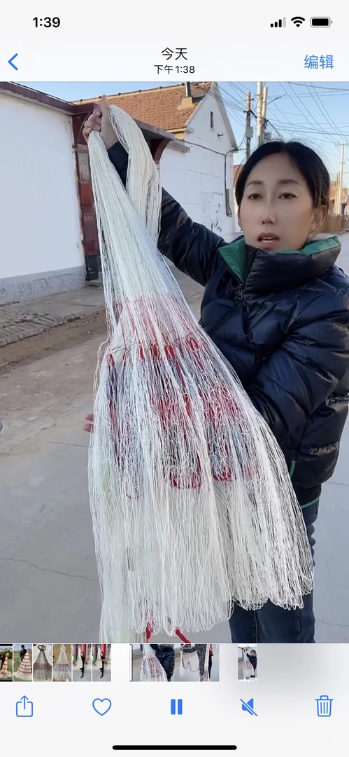 8编大力马3指4米5高，全网9斤重，打开网口直径7米，纯手工双扣编织。