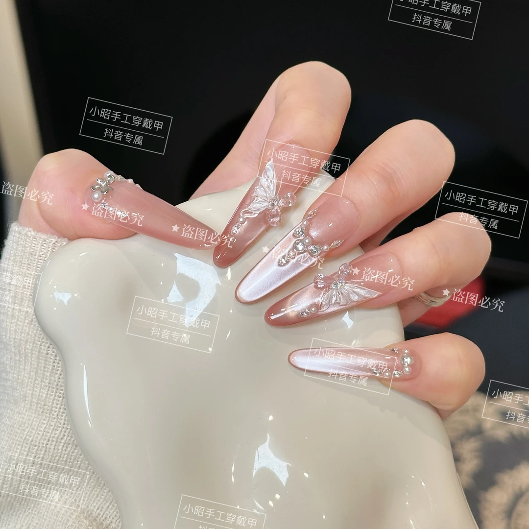 【春蝶.迎财】新品春季原创纯手工高定猫眼气质百搭显白穿戴甲