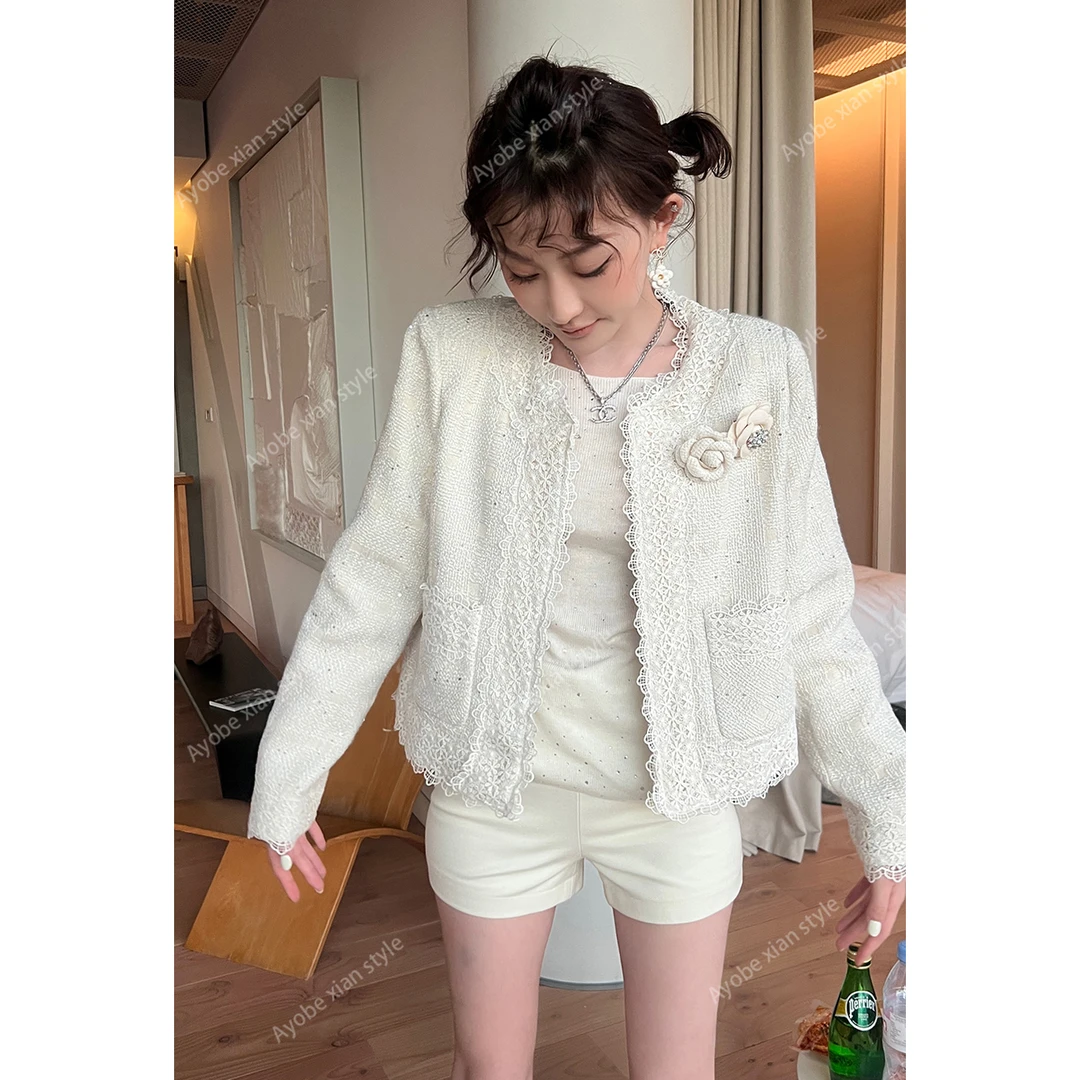 【AYOBE】小贤   富家千金轻奢肌理编织显瘦气质潮流时尚花朵外套