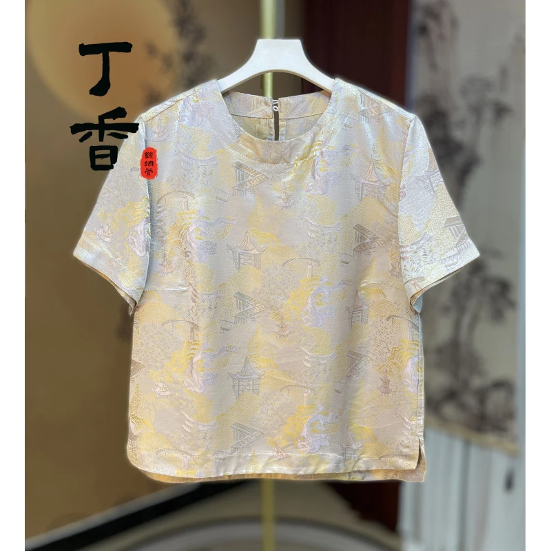 355高端定制时尚百搭贵气圆领经典小衫女
