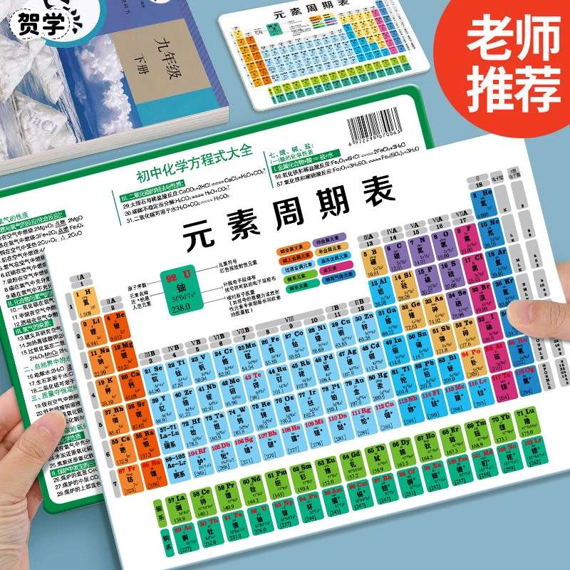 初中化学元素周期表数学物理知识化学方程式大全数理化公式卡学生