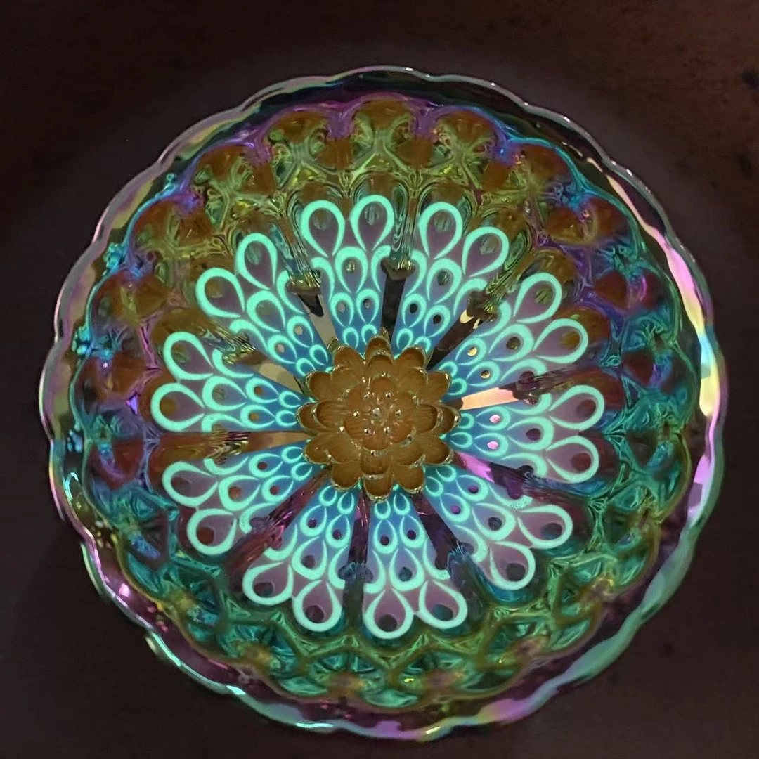 手工茶器 七彩梦幻夜光【金莲花】太阳光-金底