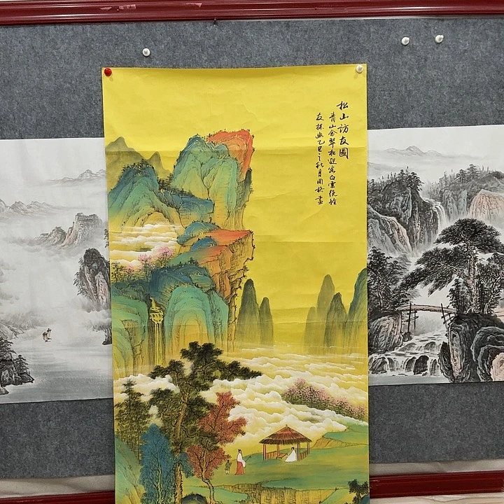 国画手绘国画访友图