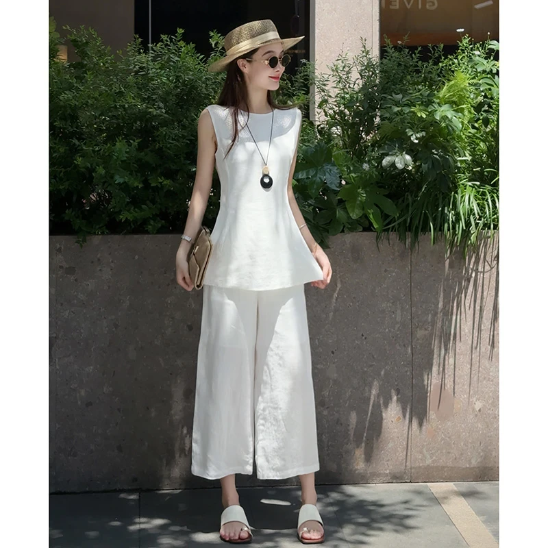 【奶糖专属】天丝亚麻极简风休闲风通勤时尚套装宽自然密语显瘦气质