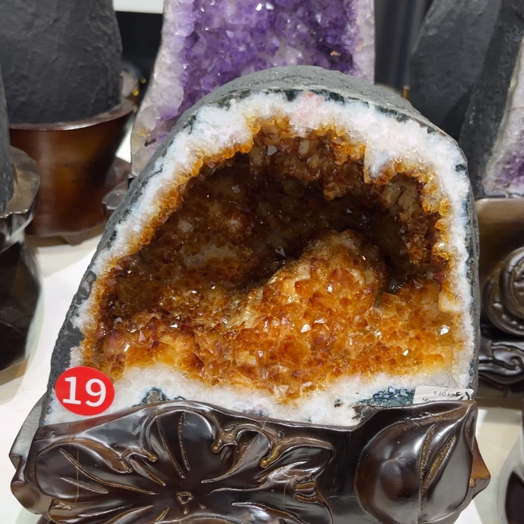 摆件紫晶未镶嵌黄水晶