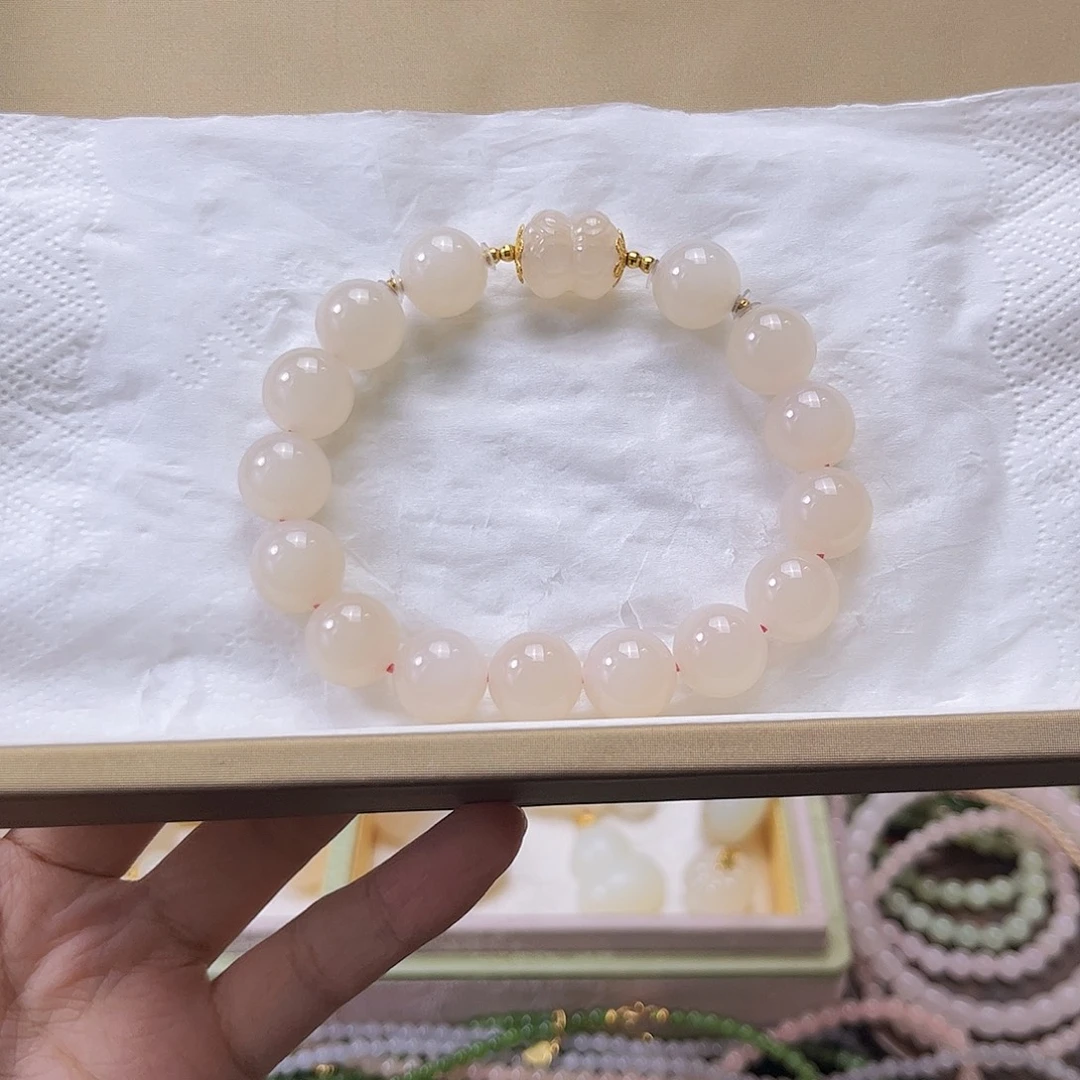 和田玉18K金镶嵌手串