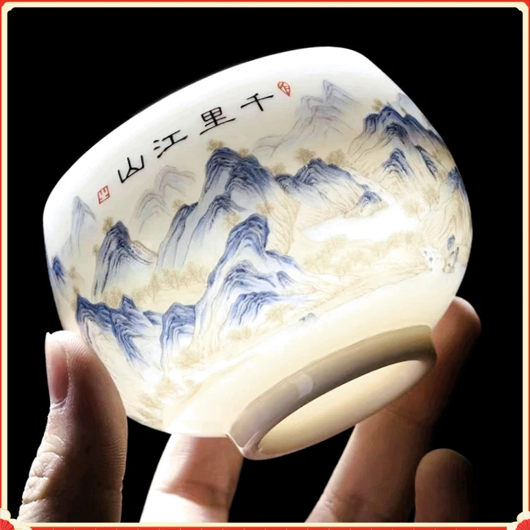 千里江山主人茶杯高档茶杯人专用万里江山图pp