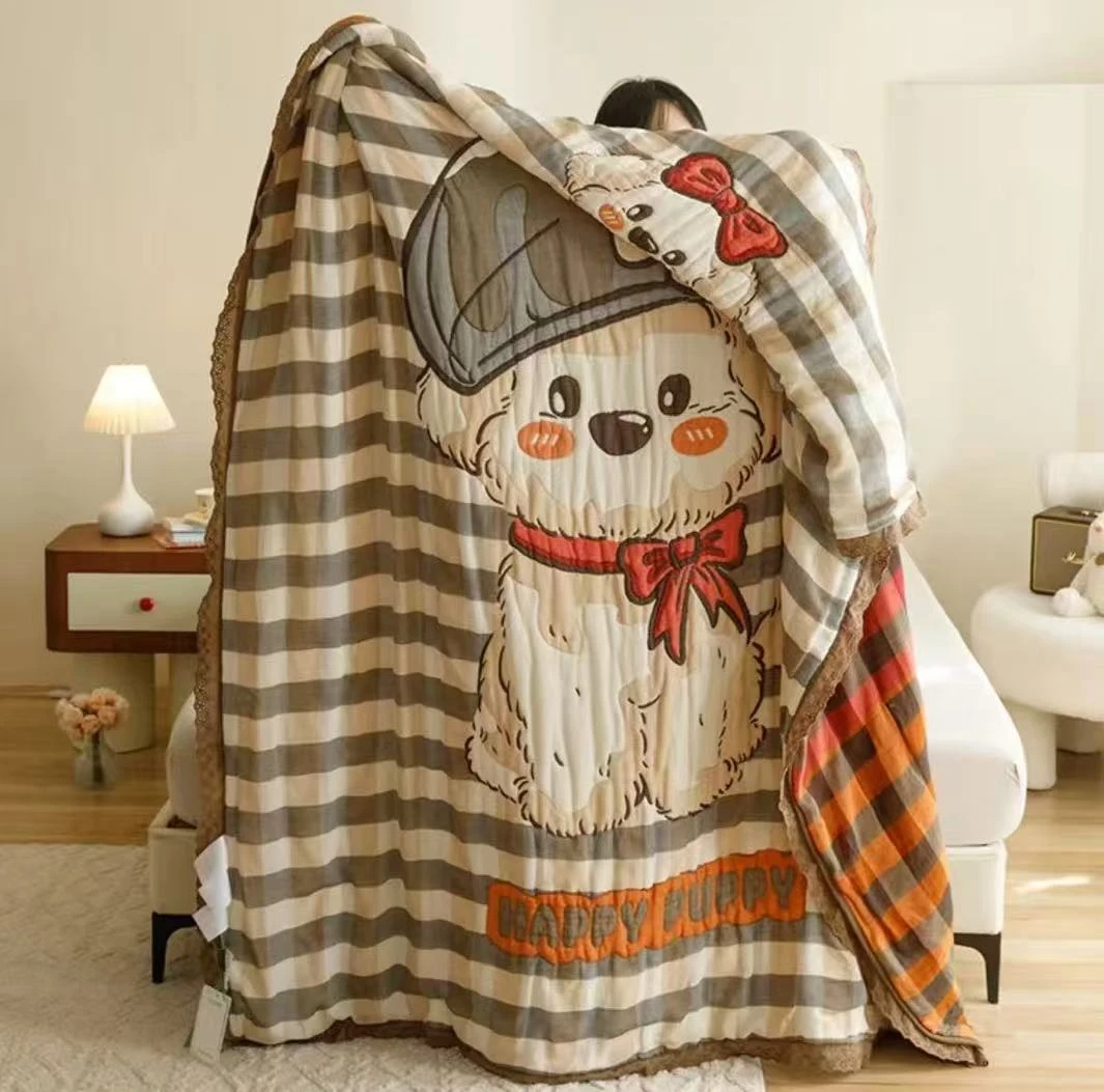 【快乐修狗】150*200cm全棉A类韩系花边泡芙被