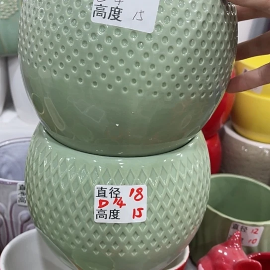 多肉绿植陶瓷花盆9.9包邮，有孔