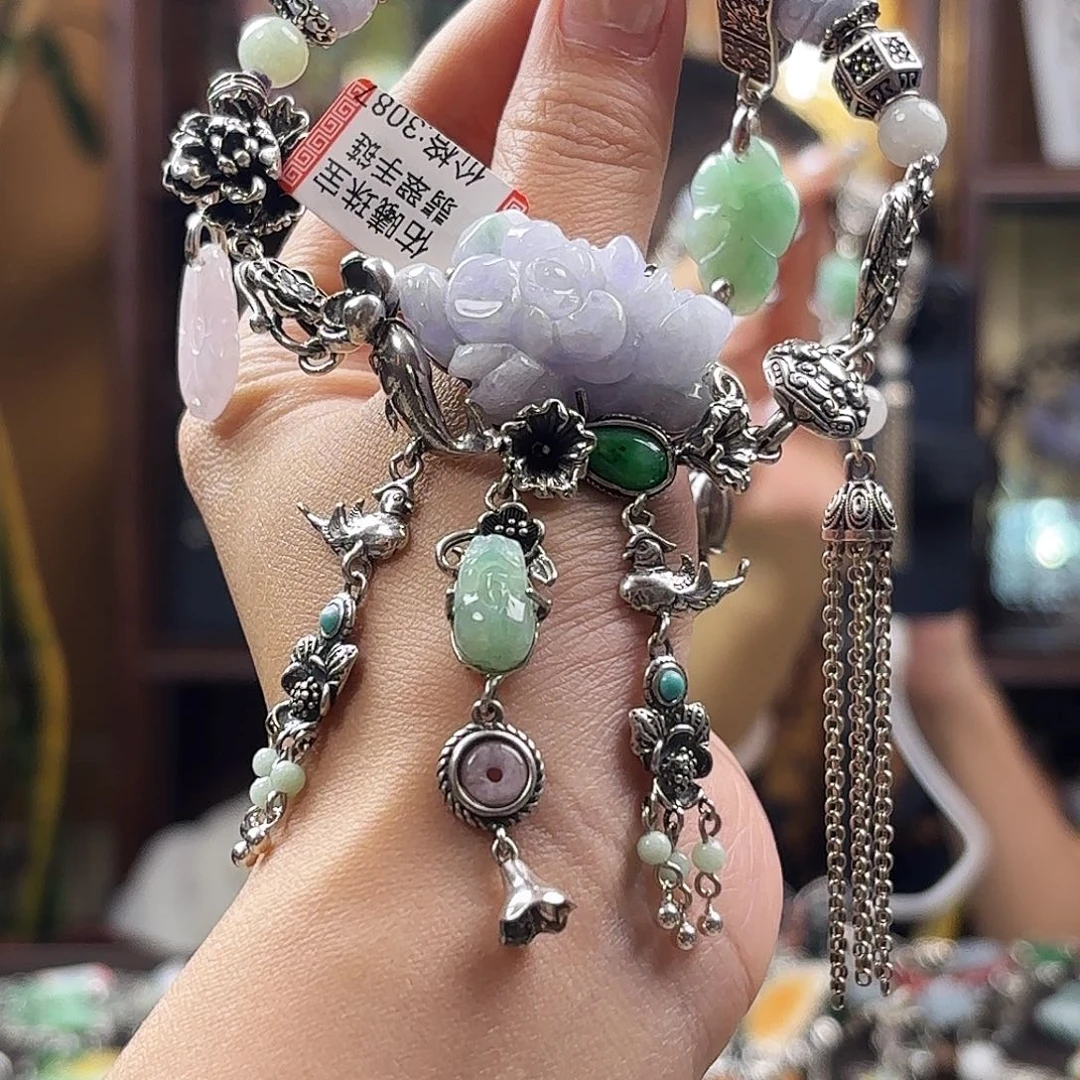 翡翠银S925镶嵌手链