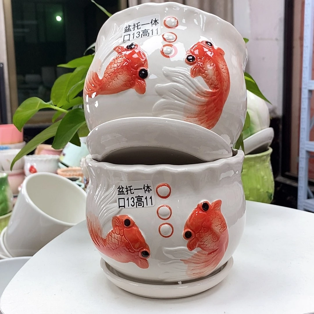 陶瓷@陶瓷花盆@@如鱼得水中号