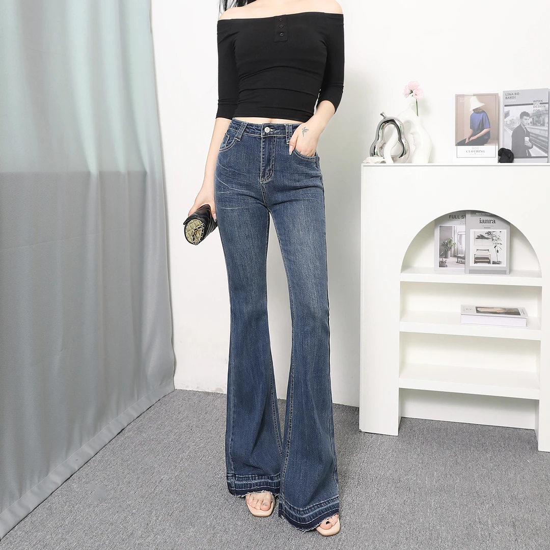 春秋季高腰微喇牛仔裤女2025年新款弹力韩版性感百搭显瘦喇叭裤
