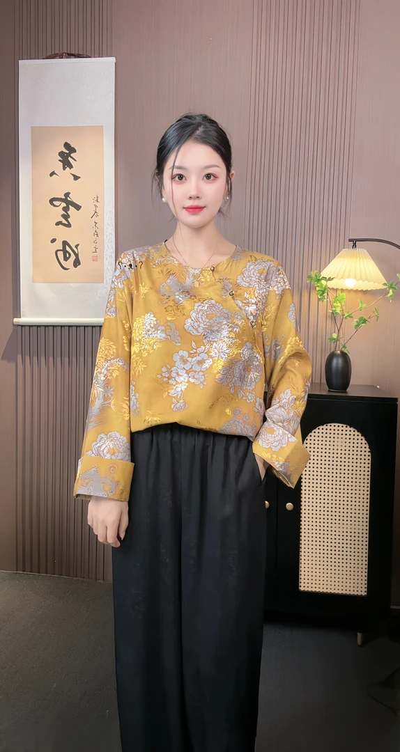 【凰裳】满分100蚕丝国风女上衣七分袖