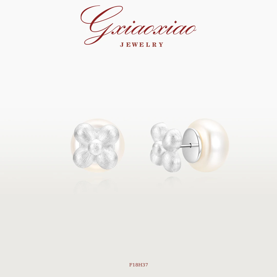 G XIAOXIAO 镀K金 时尚气质小众精致高级拉丝花花耳环 F18H37