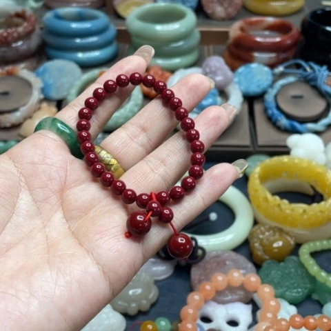 合金石英质玉（黄龙玉）手链