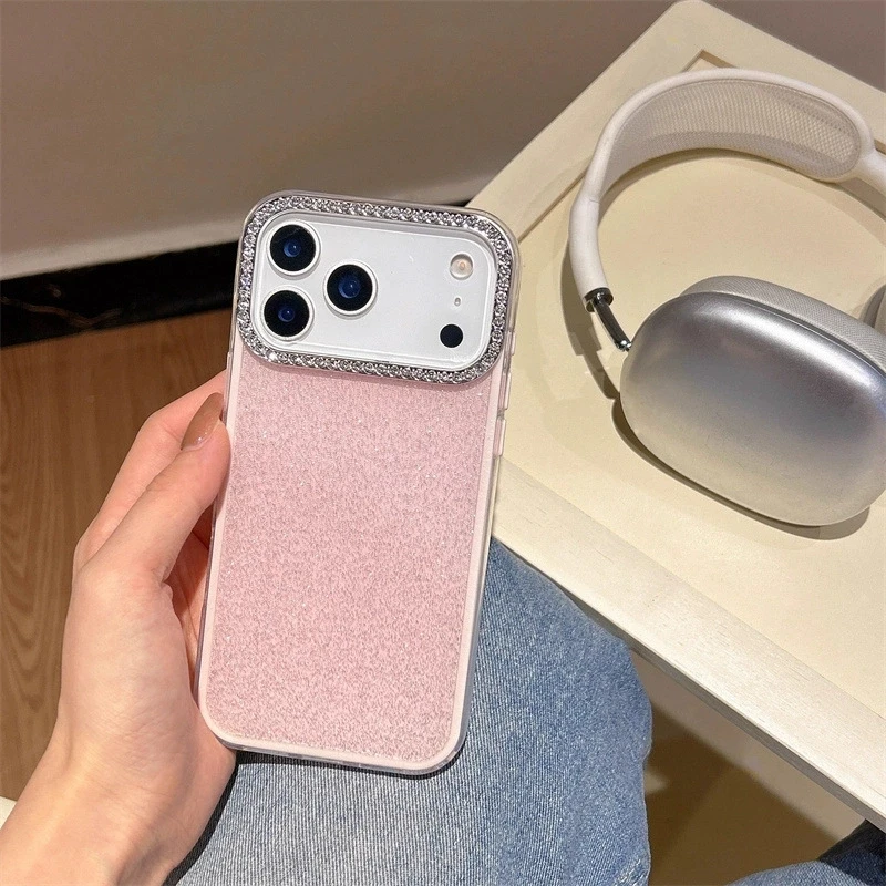 适用iPhone17二合一闪粉手机壳16水钻镜15promax防摔保护套