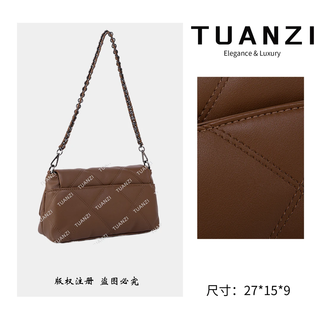 TAUNZI『凯旋』赛家秋冬新款单肩腋下女包 QYX-98009-摩卡棕