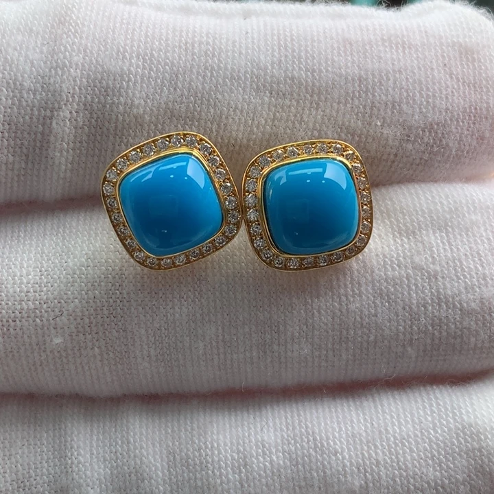 绿松石18K金镶嵌珠宝奇石