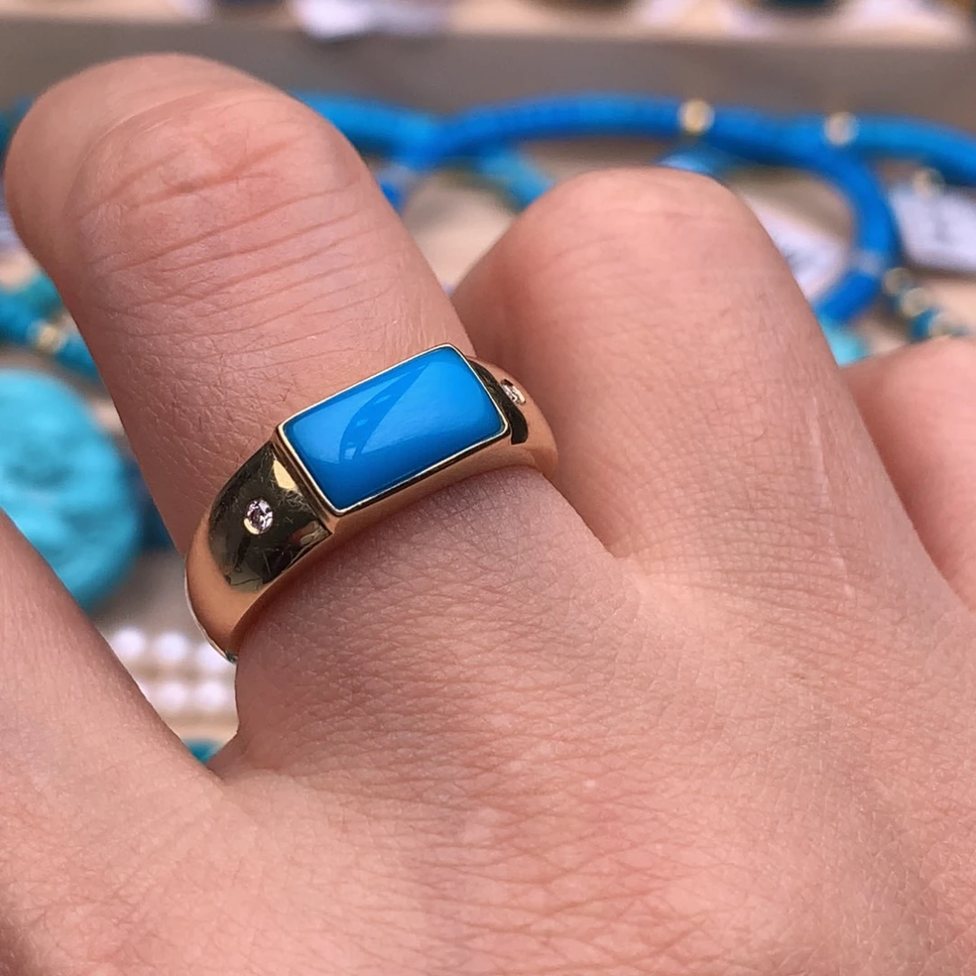 绿松石18K金镶嵌珠宝奇石