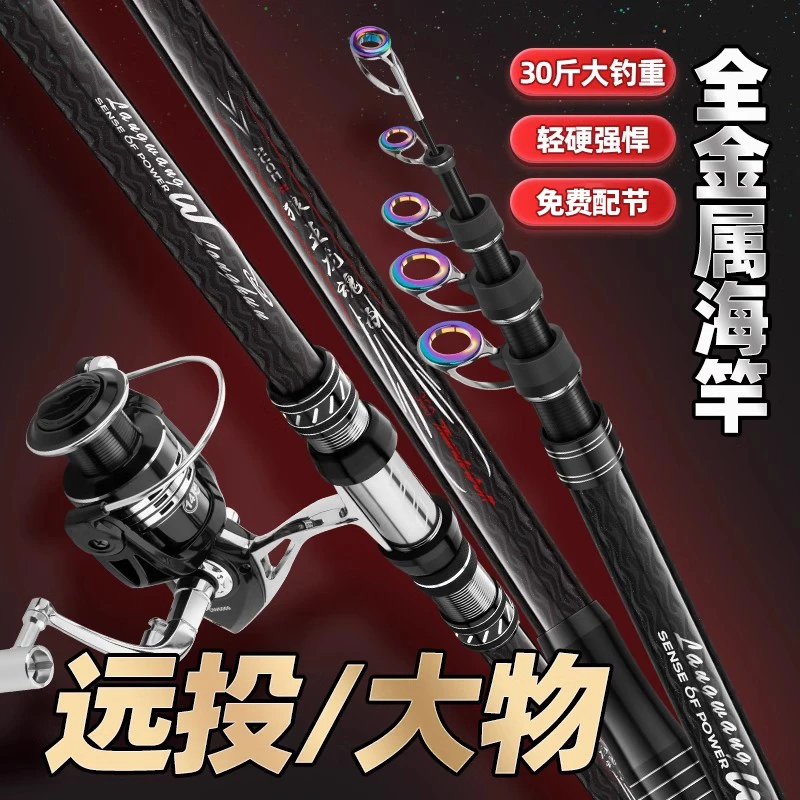 狼王海竿远投竿碳素超硬海杆抛竿甩杆全套装鲢鳙大物海钓专用鱼竿