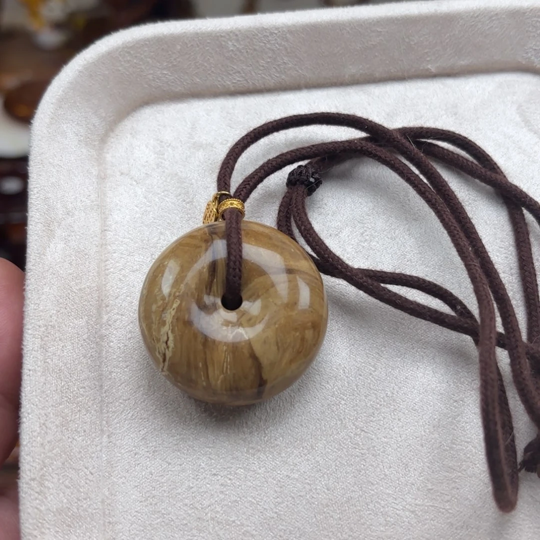 琥珀未镶嵌手链根珀妖花平安扣