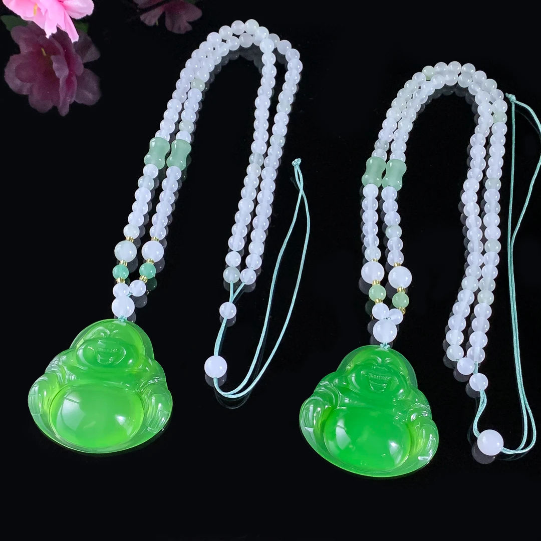 面面来财珠宝S8005-天青冻青月光玛瑙佛公-配珠链多样性发其一