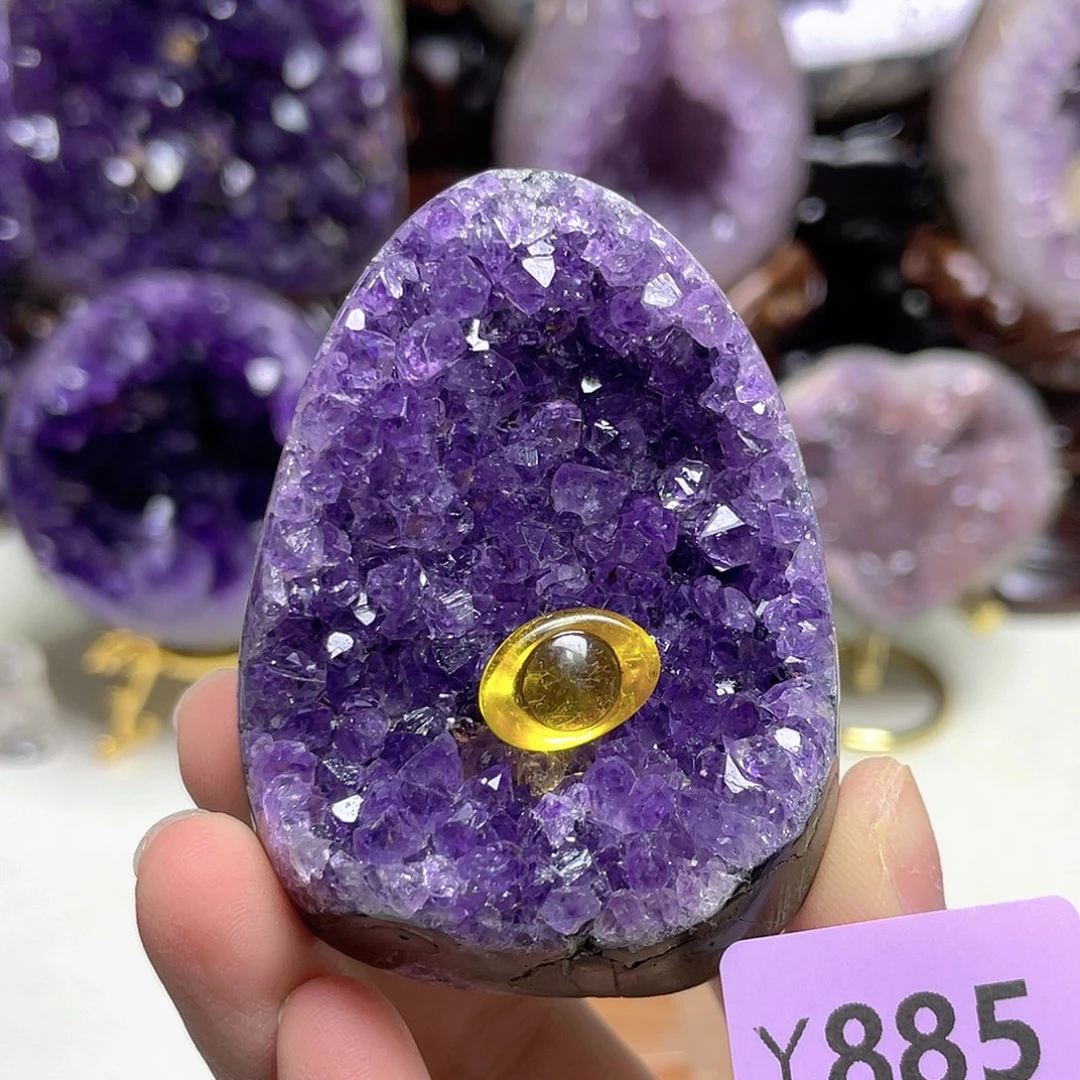 紫晶未镶嵌摆件高门槛晶震