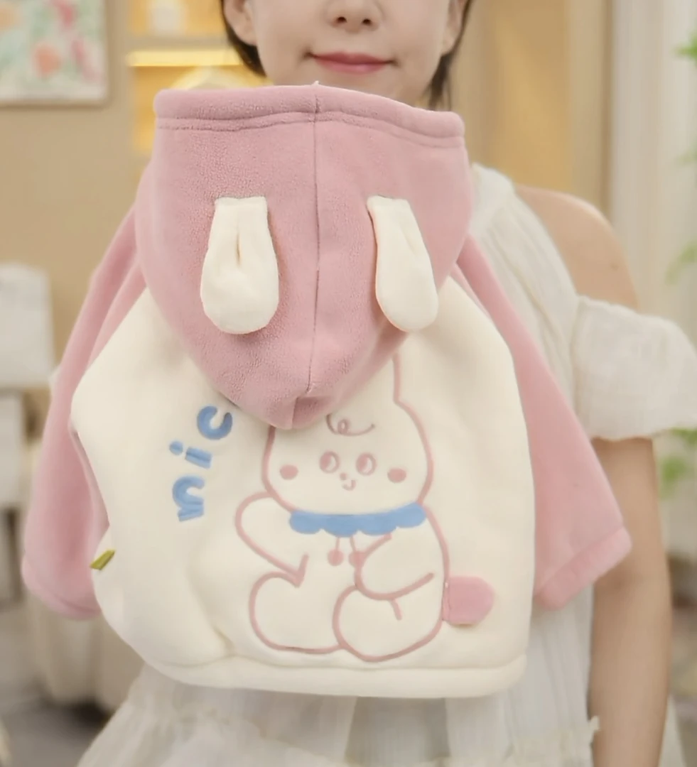 儿童刺绣女宝宝卫衣外套上衣一件过冬加绒外套保暖加厚毛绒卡通