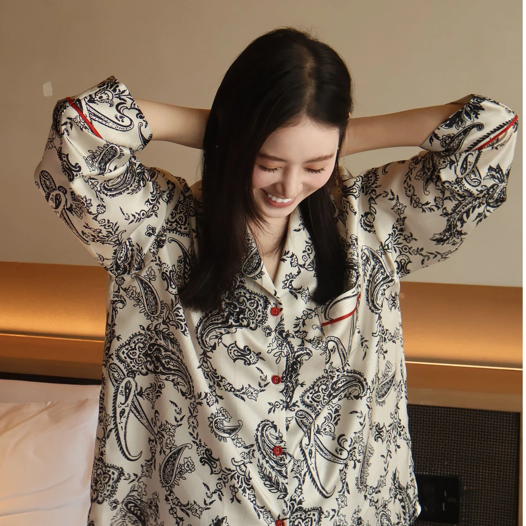 雍然雍然条纹百搭两件套睡衣宽松薄款夏季女士