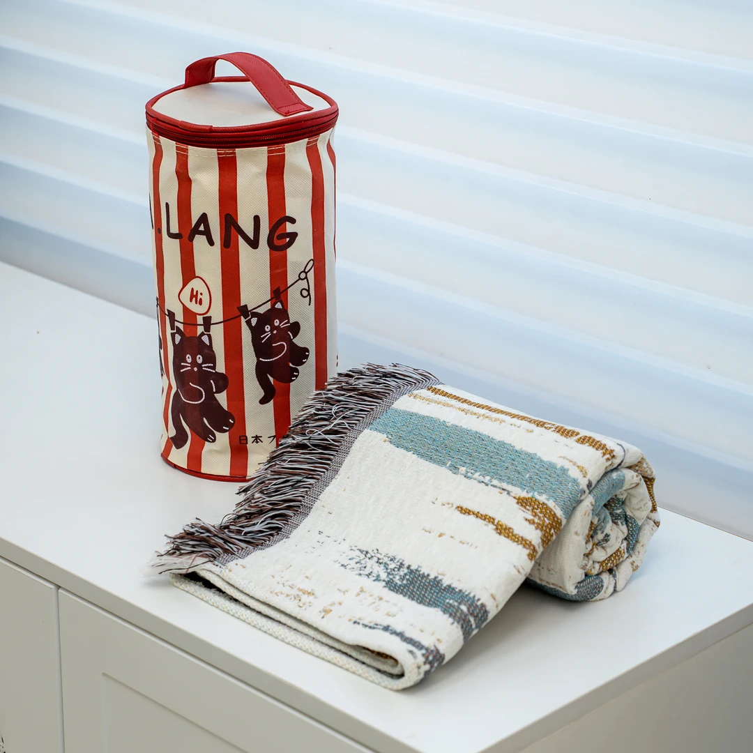 【M.LANG】 雪尼尔流苏沙发垫90*210cm 渐变-蓝