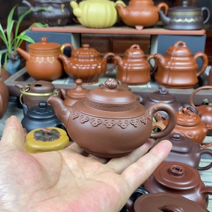 紫砂茶壶云肩如意150CC原矿老底曹青特价