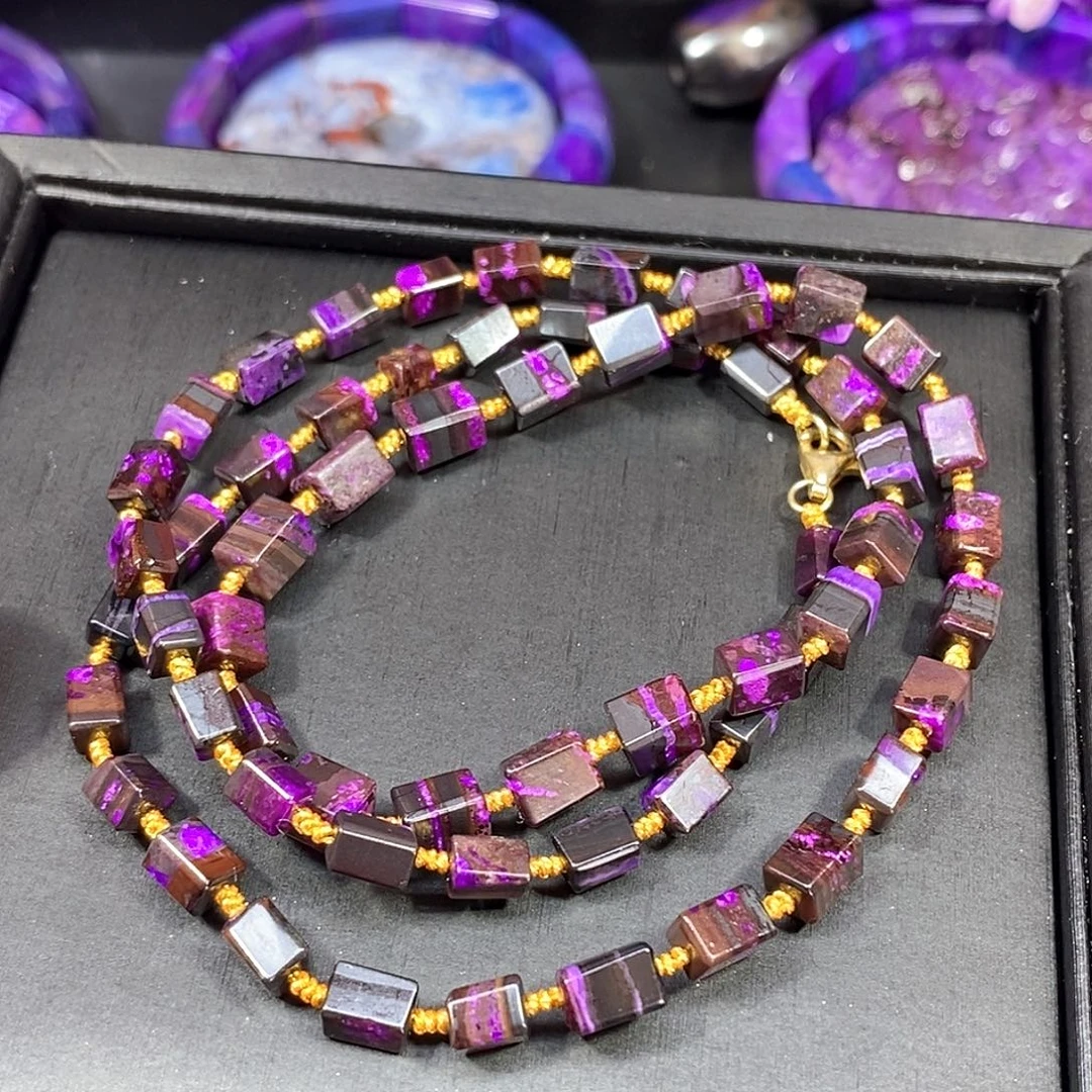 苏纪石（舒俱来）未镶嵌南非舒俱来丝绒方糖项链