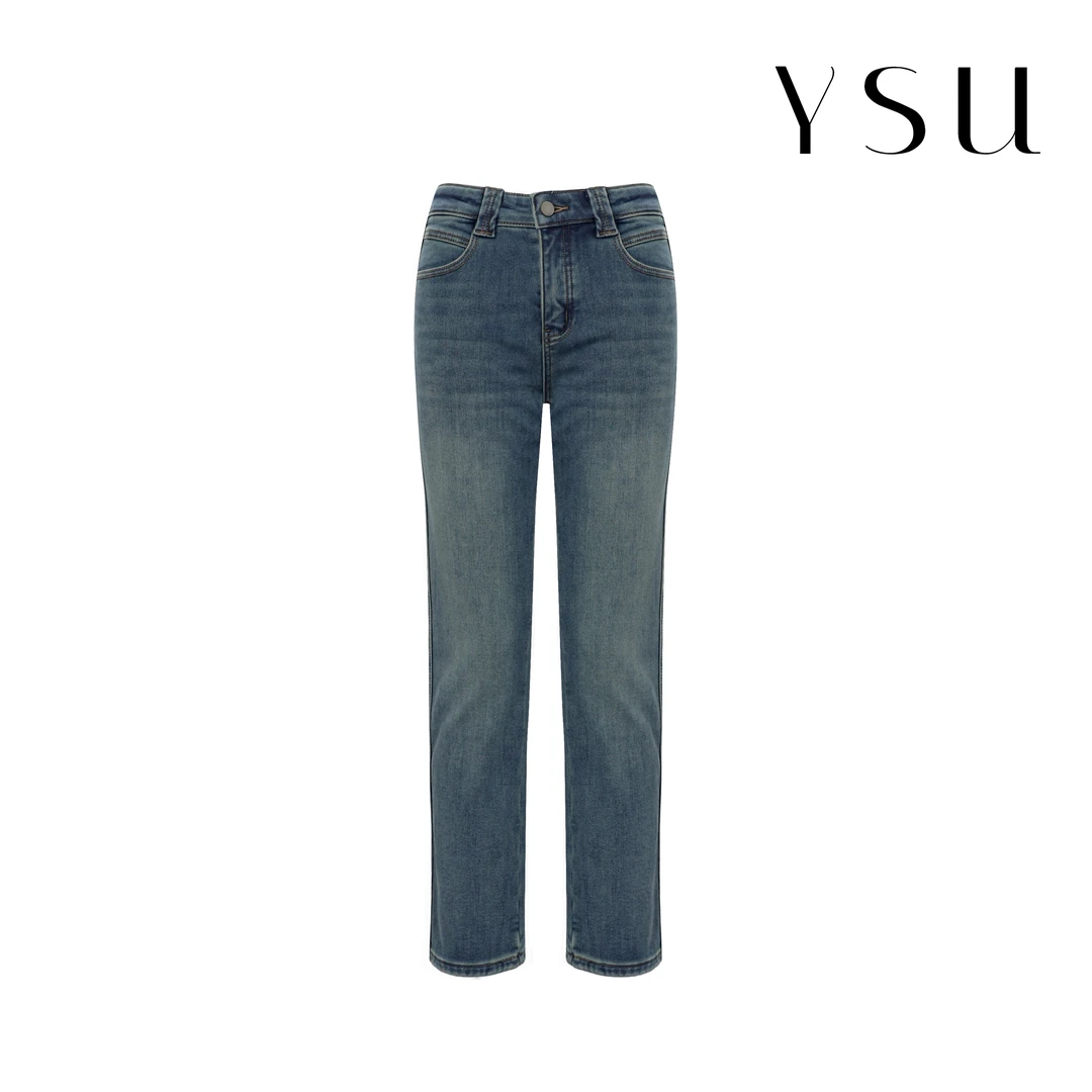 YSU【余书】时尚百搭显瘦加绒小脚牛仔裤Y303997