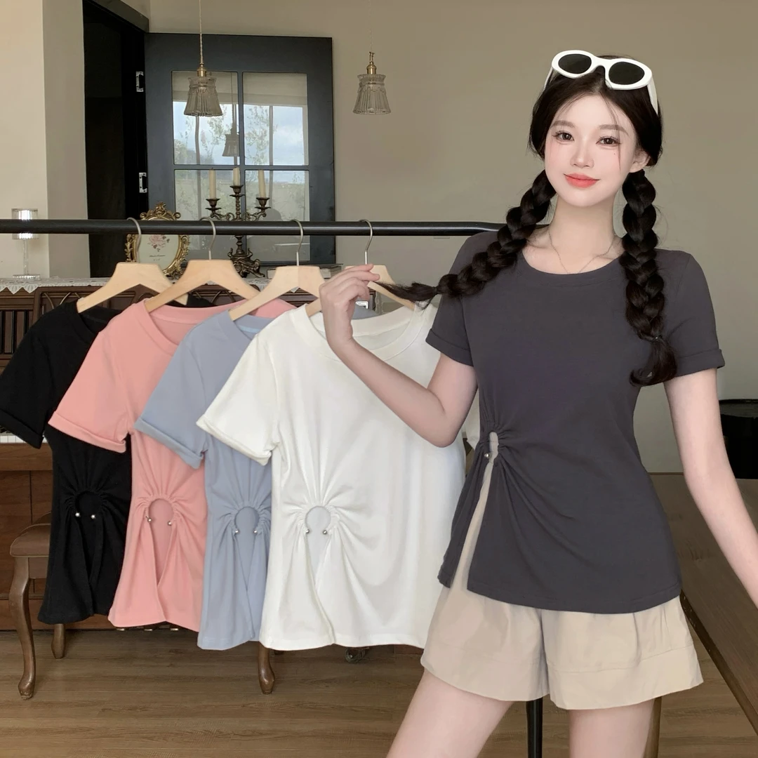 2024大码女装新款不规则短袖上衣T恤 2772